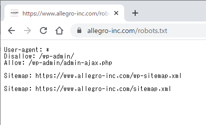 robots.txtのスクリーンショット