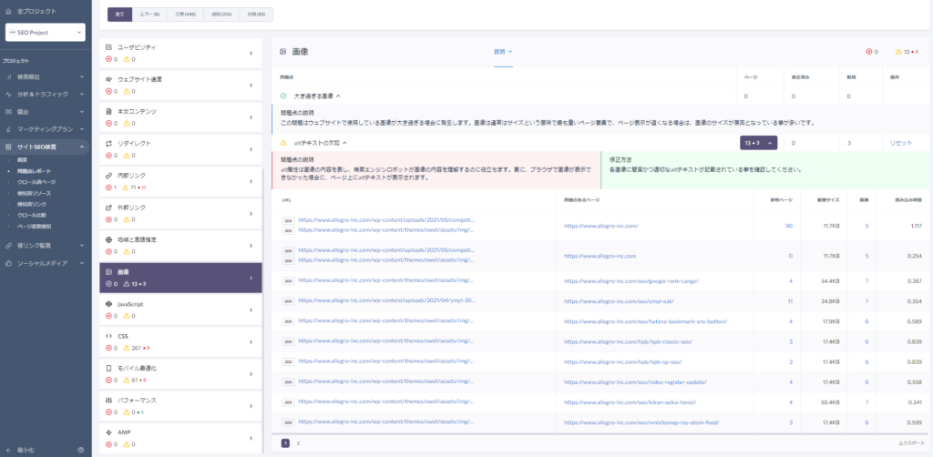 サイトSEO検査の画像セクション